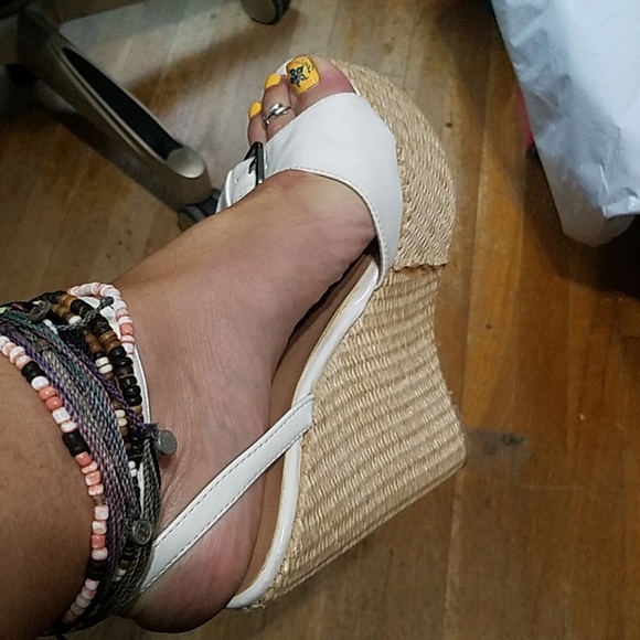 Justfab White Strappy Wedge - Picture 6 of 6